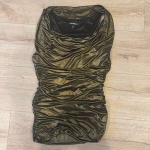 Express Metallic Gold Ruched Blouse Size Small